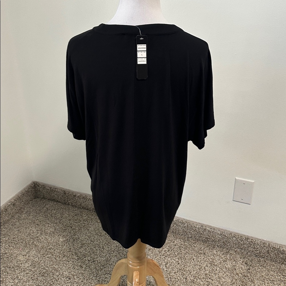 Belldini Black Lace-Up Short Sleeve Top - Picture 3 of 5
